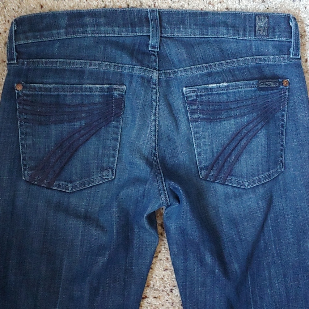 7 FOR ALL MANKIND DOJO CUT OFF INTO CROP JEANS SZ 28 CUTE - Picture 7 of 11